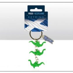 Green Nessie Metal 3 Charm Keyring