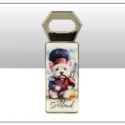 Scotland Piper Westie Bottle Opener Magnet